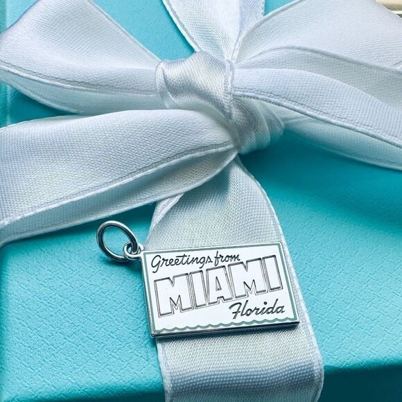 Tiffany & Co. Greetings from Miami Postcard Charm - Picture 1 of 2